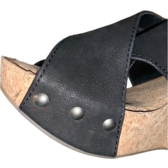 LUCKY BRAND CORK BLACK Wedges heels women’s size 8.5 - Picture 2 of 15